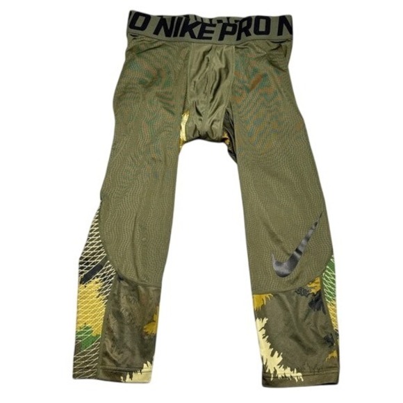 Nike Pro Hypercool Compression Camo Training Tights Pants‎ Olive Green M - Picture 1 of 9